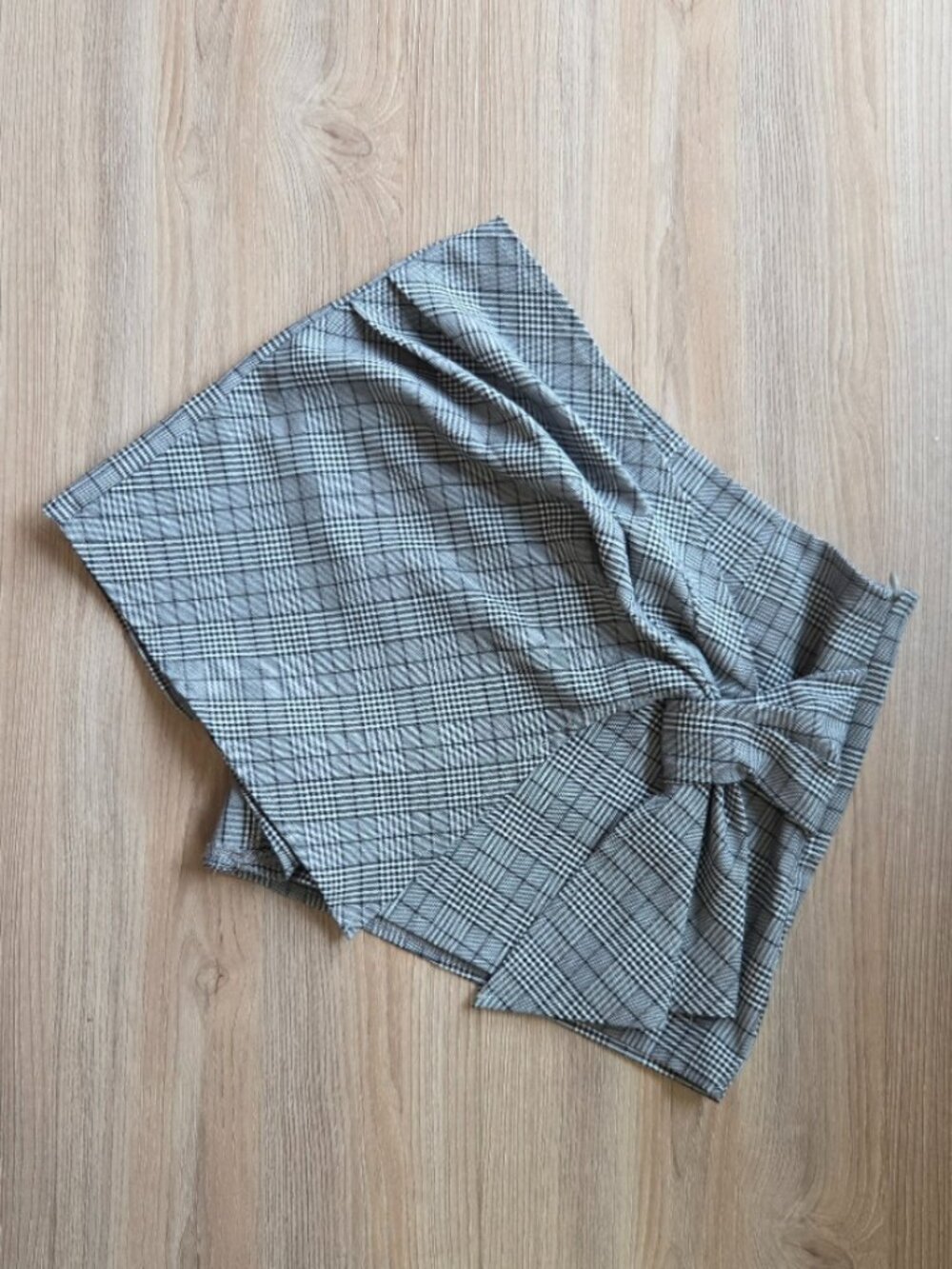 Grey Plaid Wrap Skort